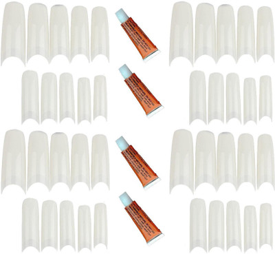 

Real Seed Imported Artificial nail tips pack of 40 with 4 Glue Tubes White(Pack of 40)