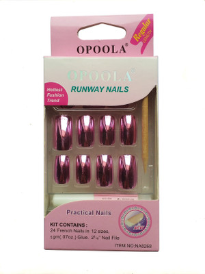 

Opoola 24 pcs French Style Nails With Glue + Filer PURPLE(Pack of 24)