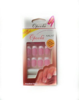 Opoola GROOM FRENCH GLUE ON NAILS 24PCS GLOSS PINK(Pack of 24)