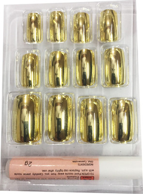 

Imported Artificial design nail Golden color 12 pcs golden(Pack of 12)