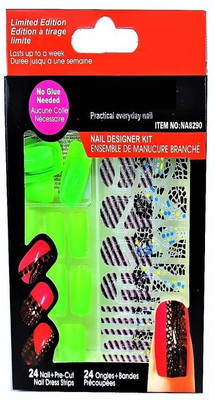 

Ear Lobe & Accessories False Light Fluorescent Green Nails With Sticker & Nail Glue Green(Pack of 24)