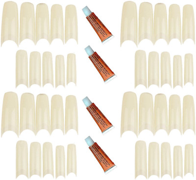

Real Seed Imported Artificial nail tips pack of 40 with 4 Glue Tubes Creamy White(Pack of 40)