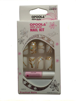 

Opoola GROOM FRENCH GLUE ON NAILS PRINTED 24PCS WHITE(Pack of 24)