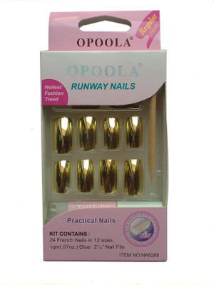 

Opoola GROOM FRENCH GLUE ON NAILS 24PCS METAL NAILS GOLD(Pack of 24)