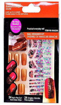 

Ear Lobe & Accessories False Brown Nails With Sticker & Nail Glue Brown(Pack of 24)