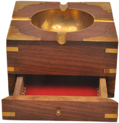 

Artist Haat Wood Handicraft Cum Cigarette Drawer Handmade Brown Wood Ashtray(Pack of 1)