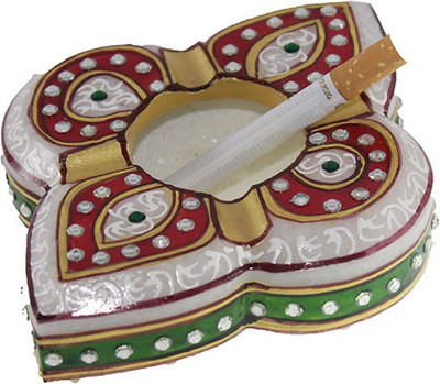 

Madhuraj Flower Design Stoneware Multicolor Marble Ashtray