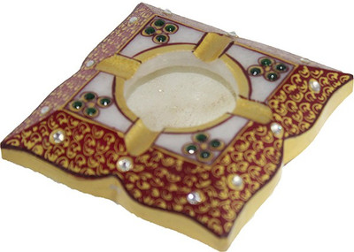 

Madhuraj Meenakari Work Stoneware Multicolor Marble Ashtray