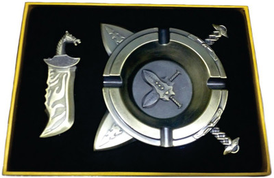 

STAR MAGIC SMOKING SET WITH LIGHTER Yellow Bronze Ashtray(Pack of 2)