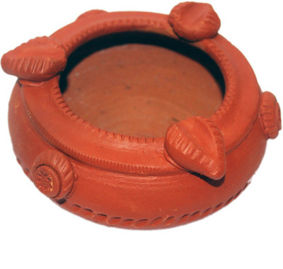 Karukraft Orange Terracotta Ashtray(Pack of 1)