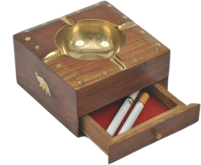 

Artist Haat Wood Handicraft Cum Cigarette Drawer Handmade Brown Wood Ashtray(Pack of 1)
