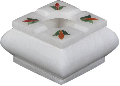 

Mne Marble Ashtray Flowers Inlay White Marble Ashtray(Pack of 1)