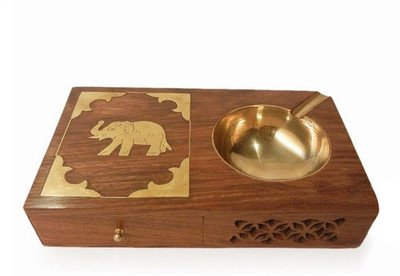 

Craftatoz Brown Wood Ashtray