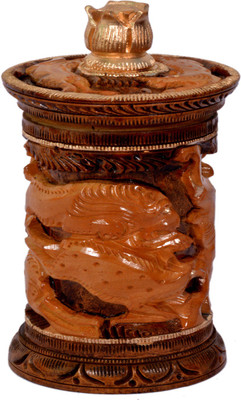 

Craft Trade Wooden Cigarette Box Half Antique Brown Wooden Ashtray(Pack of 1)
