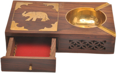 

Artist Haat Wood Handicraft Cum Cigarette Drawer Handmade Brown Wood Ashtray(Pack of 1)