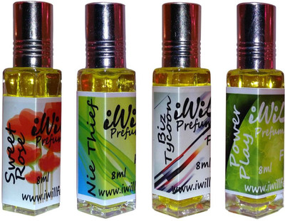 

iwill Premium Sweet Rose, Biz Tycoon, Nie Thief, Power Play Non Alcoholic Fancy Perfume 32 ml Pack Floral Attar(Fruity)