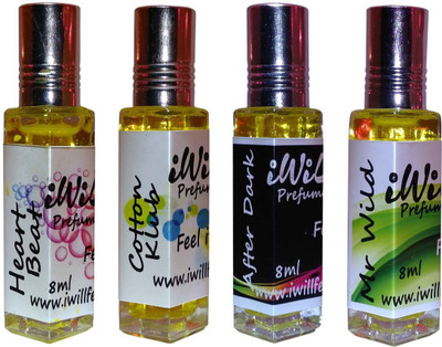 

iwill Premium Heart Beat, Cotton Klub, After Dark, Mr Wild Non Alcoholic Fancy Perfume 32 ml Pack Floral Attar(Spicy)