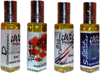 

iwill Premium Sweet Rose, Cold Summer, D Gentleman, Biz Tycoon Non Alcoholic Fancy Perfume 32 ml Pack Herbal Attar(Floral)