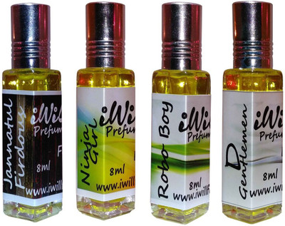 

iwill Premium Jannat ul Firdous, Ninja Girl, Robo Boy, D Gentleman Non Alcoholic Fancy Perfume 32 ml Pack Floral Attar(Gold Musk)