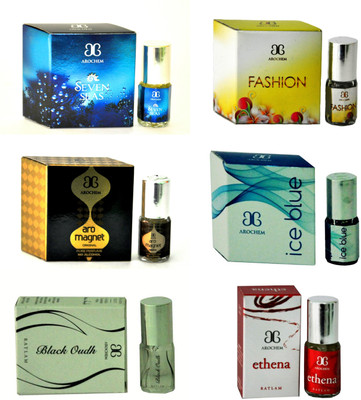 

Arochem SevenSeas Magnet IceBlue Fashion BlackOudh Ethena Floral Attar(Musk Arabia)