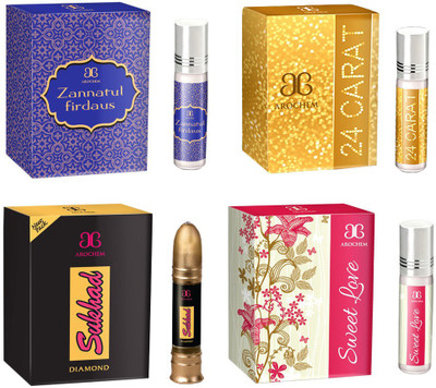 

Arochem Sukhad Sweet love Zannatul firadaus 24 carat Combo Floral Attar(Rose)