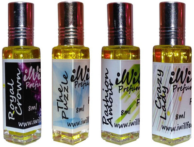 

iwill Premium Royal Crown, The Puzzle, Pashion Amour, Crazy Lady Non Alcoholic Fancy Perfume 32 ml Pack Floral Attar(Woody)
