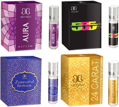 

Arochem 24 Carat 555 Zannatul firdaus Aura Combo Floral Attar(Musk)