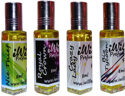 

iwill Premium Nie Thief, Nie Thief, Royal Crown, Crazy Lady Non Alcoholic Fancy Perfume 32 ml Pack Floral Attar(Musk Arabia)