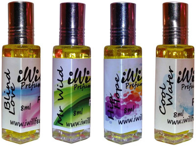 

iwill Premium Cool Water, Blind Love, Hip Hope, Mr Wild Non Alcoholic Fancy Perfume 32 ml Pack Herbal Attar(Floral)