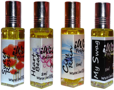 

iwill Premium Sweet Rose, Heart Beat, City Rain, My Swag Non Alcoholic Fancy Perfume 32 ml Pack Floral Attar(Gold Musk)