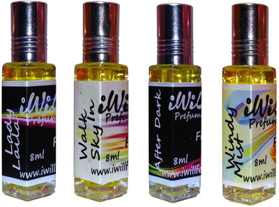 

iwill Premium Lady Laila, After Dark, Windy Mist, Walk In Sky Non Alcoholic Fancy Perfume 32 ml Pack Herbal Attar(Floral)
