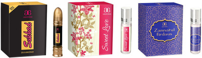 Arochem Sukhad Sweet love Zannatul firadaus Combo Floral Attar(Musk)