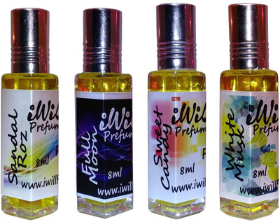 

iwill Premium Sandal Roz, Full Moon, Sweet Candy, White Mussk Non Alcoholic Fancy Perfume 32 ml Pack Floral Attar(Fruity)