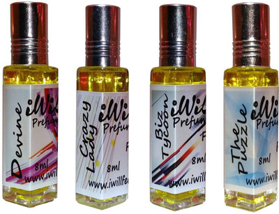 

iwill Premium Biz Tycoon, Crazy Lady, The Puzzle, Devine Non Alcoholic Fancy Perfume 32 ml Pack Herbal Attar(Floral)