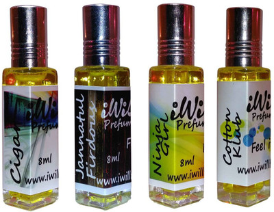 

iwill Premium Cigar, Jannat ul Firdous, Ninja Girl, Cotton Klub Non Alcoholic Fancy Perfume 32 ml Pack Floral Attar(Woody)