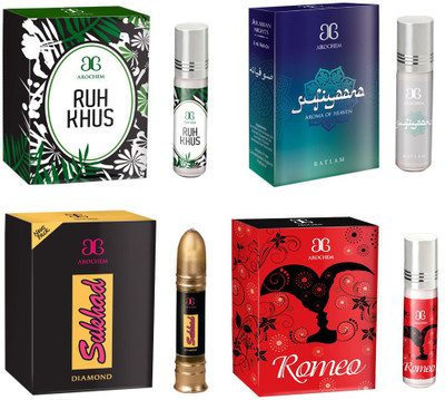 

Arochem Romeo Ruh khus Sufiyaana Sukhad Combo Floral Attar(Musk)