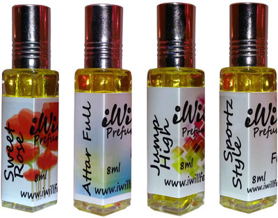 

iwill Premium Sweet Rose, Attarfull, Jump High, Sportz Style Non Alcoholic Fancy Perfume 32 ml Pack Floral Attar(Fruity)