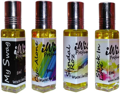 

iwill Premium Stuck In Love, Sandal Roz, Cyc Alone, My Swag Non Alcoholic Fancy Perfume 32 ml Pack Herbal Attar(Floral)