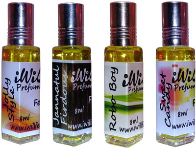 iwill Premium Jolly Style, Jannat ul Firdous, Robo Boy, Sweet Candy Non Alcoholic Fancy Perfume 32 ml Pack Floral Attar(Woody)