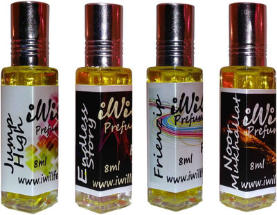 

iwill Premium Jump High, Endless Story, Friendzip, Noor Mukhallat Non Alcoholic Fancy Perfume 32 ml Pack Floral Attar(Gold Musk)