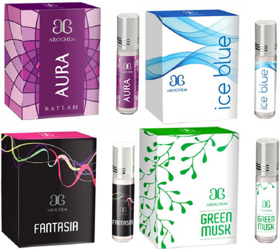 

Arochem Green Musk Ice blue Fantasia Aura Combo Floral Attar(Amber)