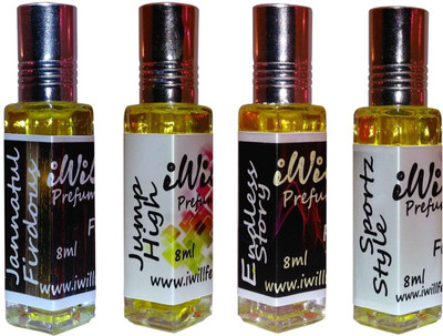 

iwill Premium Jannat ul Firdous, Jump High, Endless Story, Sportz Style Non Alcoholic Fancy Perfume 32 ml Pack Floral Attar(Woody)