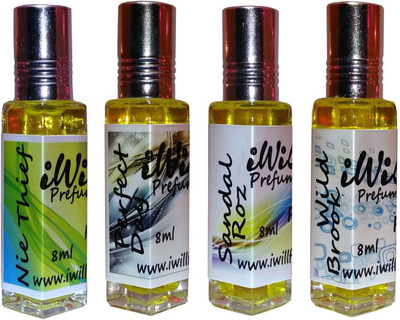 

iwill Premium Nie Thief, Perfect Day, Sandal Roz, Wild Brook Non Alcoholic Fancy Perfume 32 ml Pack Floral Attar(Spicy)
