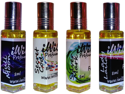 

iwill Premium Full Moon, Silver Mark, Secret Cod, Lady Laila Non Alcoholic Fancy Perfume 32 ml Pack Herbal Attar(Floral)