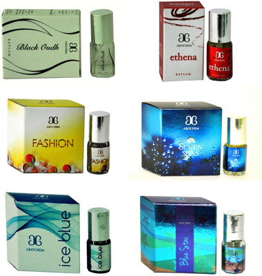 

Arochem IceBlue BlueStar SevenSeas Fashion BlackOudh Ethena Floral Attar(Musk Arabia)