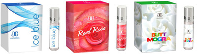 

Arochem Ice blue Real rose Butt mogra Combo Floral Attar(Musk)