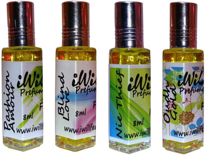

iwill Premium Pashion Amour, Blind Love, Nie Thief, Oudh Gold Non Alcoholic Fancy Perfume 32 ml Pack Floral Attar(Woody)