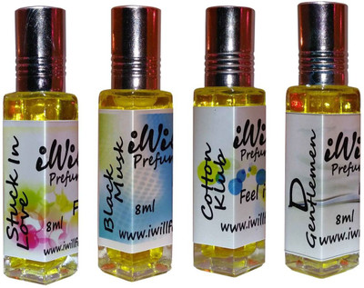 

iwill Premium Stuck In Love, Black Mussk, Cotton Klub, D Gentleman Non Alcoholic Fancy Perfume 32 ml Pack Floral Attar(Spicy)