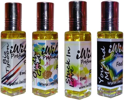 

iwill Premium Biz Tycoon, Oudh Gold, Stuck In Love, You and Me Non Alcoholic Fancy Perfume 32 ml Pack Floral Attar(Fruity)