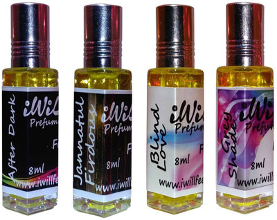

iwill Premium After Dark, Jannat ul Firdous, Blind Love, Grey Shade Non Alcoholic Fancy Perfume 32 ml Pack Floral Attar(Fruity)
